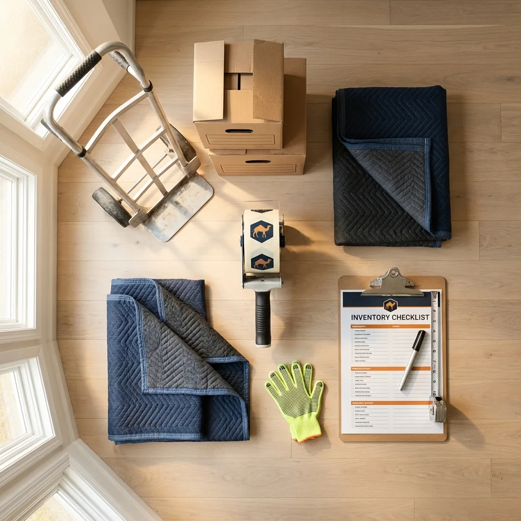 Professional moving supplies and packing materials layout for Owosso residential relocations